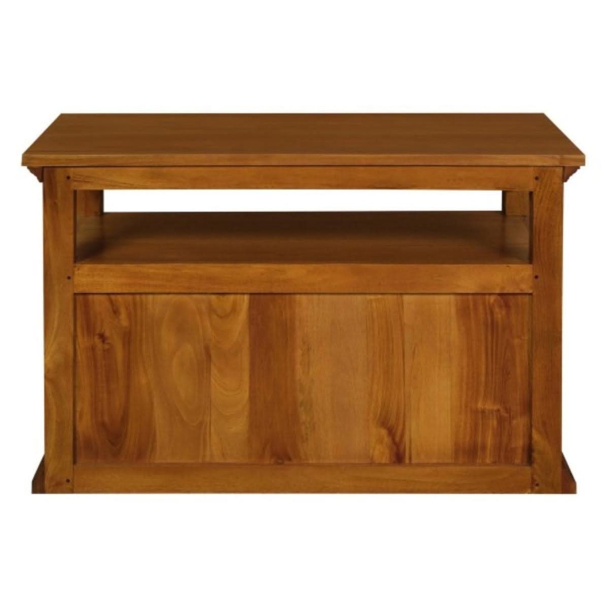 Allenby Solid Mahogany 2-Door TV Unit with Shelf 97cm in Light Pecan - Chocolate Wood