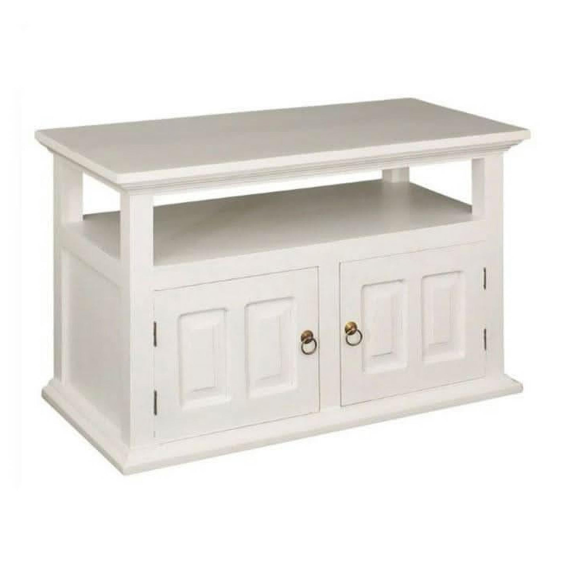 Allenby Solid Mahogany 2-Door TV Unit with Shelf 97cm in White - Chocolate Wood