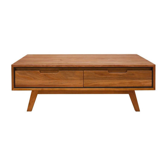 ALMA TASMANIAN BLACKWOOD COFFEE TABLE 2 DRAWERS 120CM - MyChocolateWood