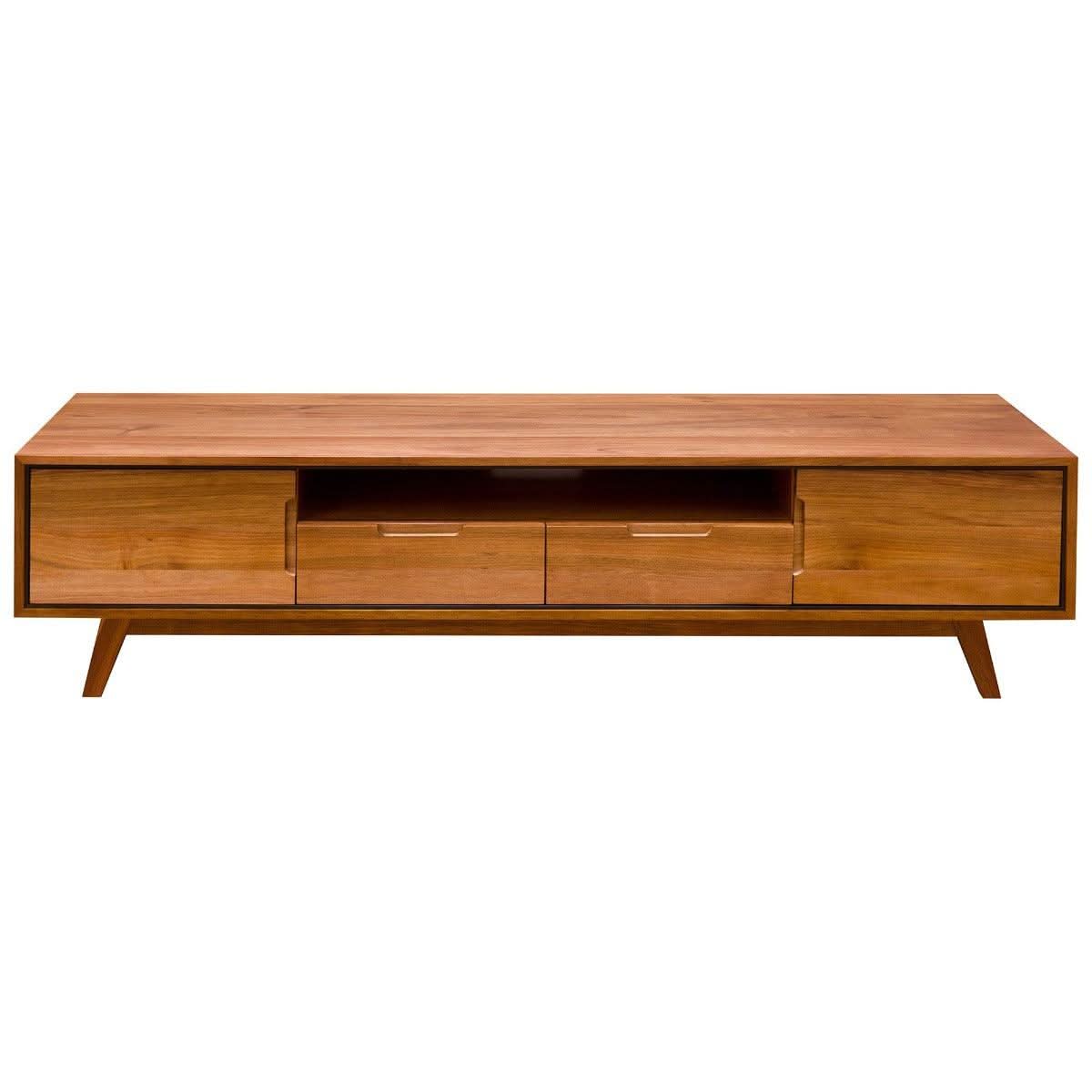 Tasmanian Blackwood TV unit by MyChocolateWood with 2 doors and 2 drawers, measuring 200cm, showcasing a sleek modern design.
