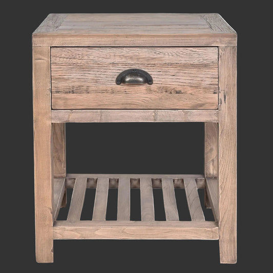 ALSTON RECLAIMED OAK SIDE TABLE LAMP TABLE NATURAL - MyChocolateWood