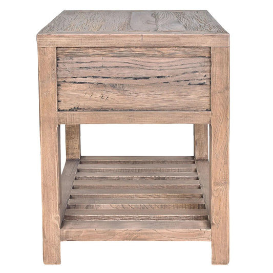 ALSTON RECLAIMED OAK SIDE TABLE LAMP TABLE NATURAL - MyChocolateWood