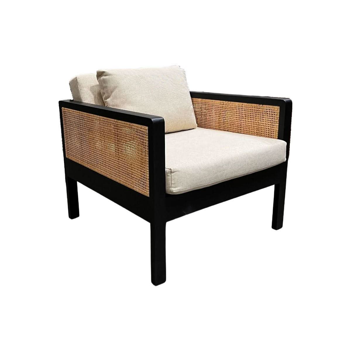 AMANDOKA MINDI WOOD/RATTAN ARMCHAIR IN MINDI BLACK