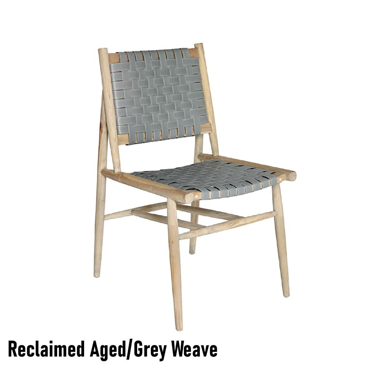 AMARA OUTDOOR RECLAIMED AGED TEAK WOOD/SYNTHETIC  RATTAN DINING CHAIR GREY WEAVE - MyChocolateWood