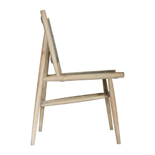 AMARA OUTDOOR RECLAIMED AGED TEAK WOOD/SYNTHETIC RATTAN DINING CHAIR GREY WEAVE