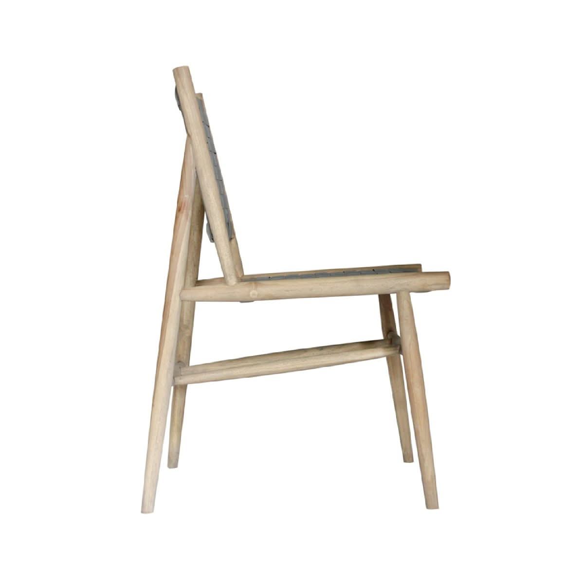 AMARA OUTDOOR RECLAIMED AGED TEAK WOOD/SYNTHETIC  RATTAN DINING CHAIR GREY WEAVE - MyChocolateWood