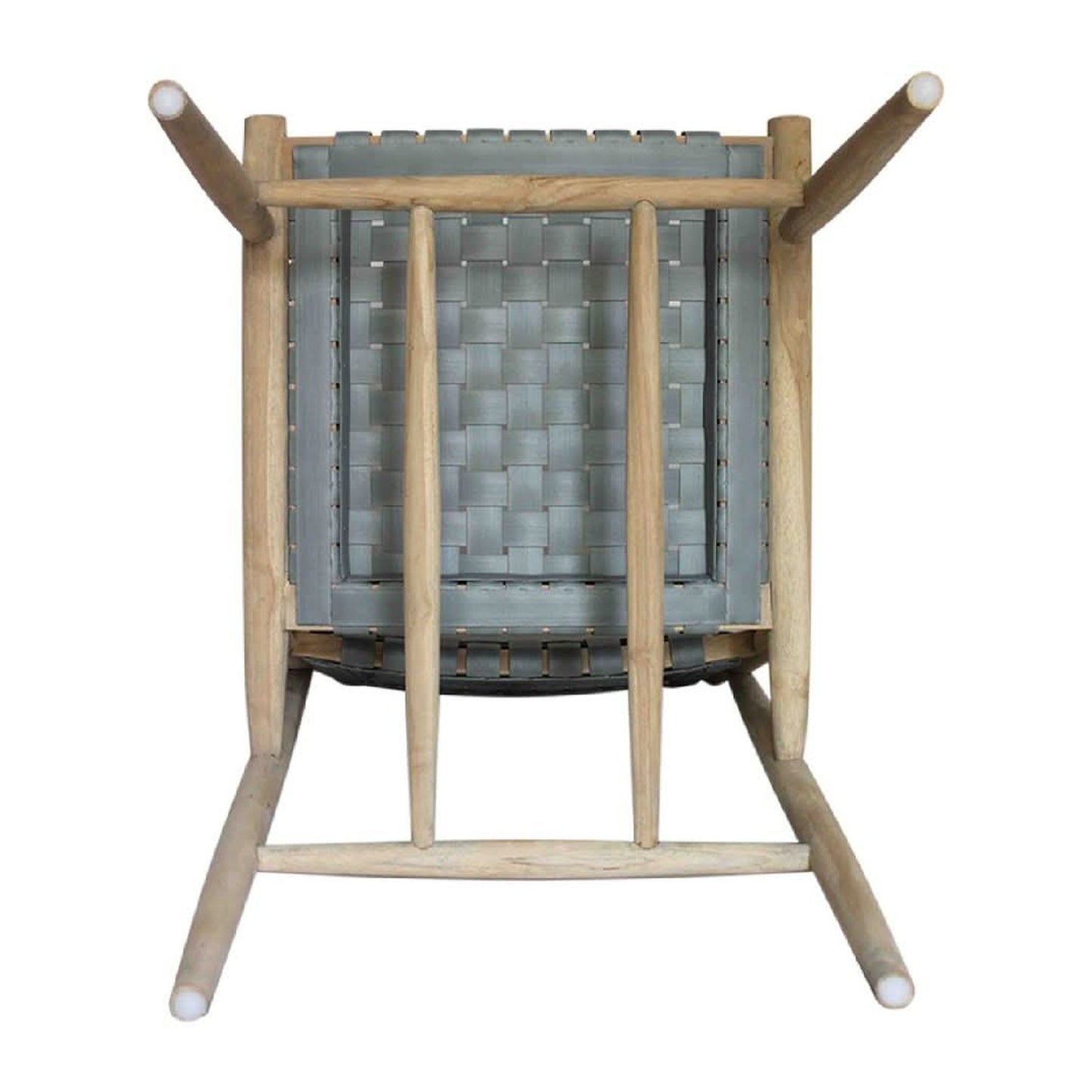 AMARA OUTDOOR RECLAIMED AGED TEAK WOOD/SYNTHETIC RATTAN DINING CHAIR GREY WEAVE