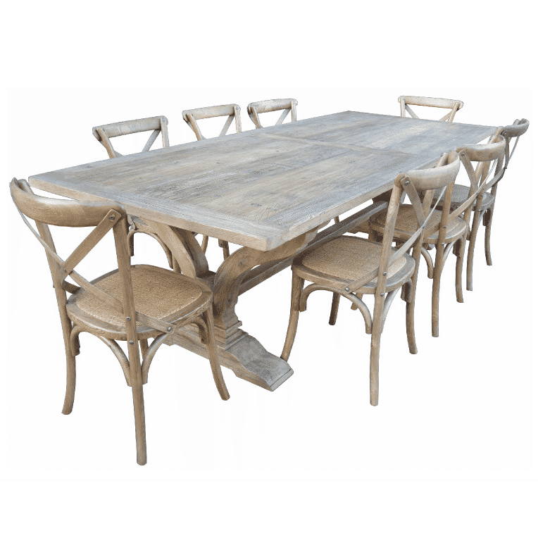 ANAIS FRENCH PROVINCIAL DINING TABLE RECYCLED TIMBER HARDWOOD 240CM RUSTIC - MyChocolateWood