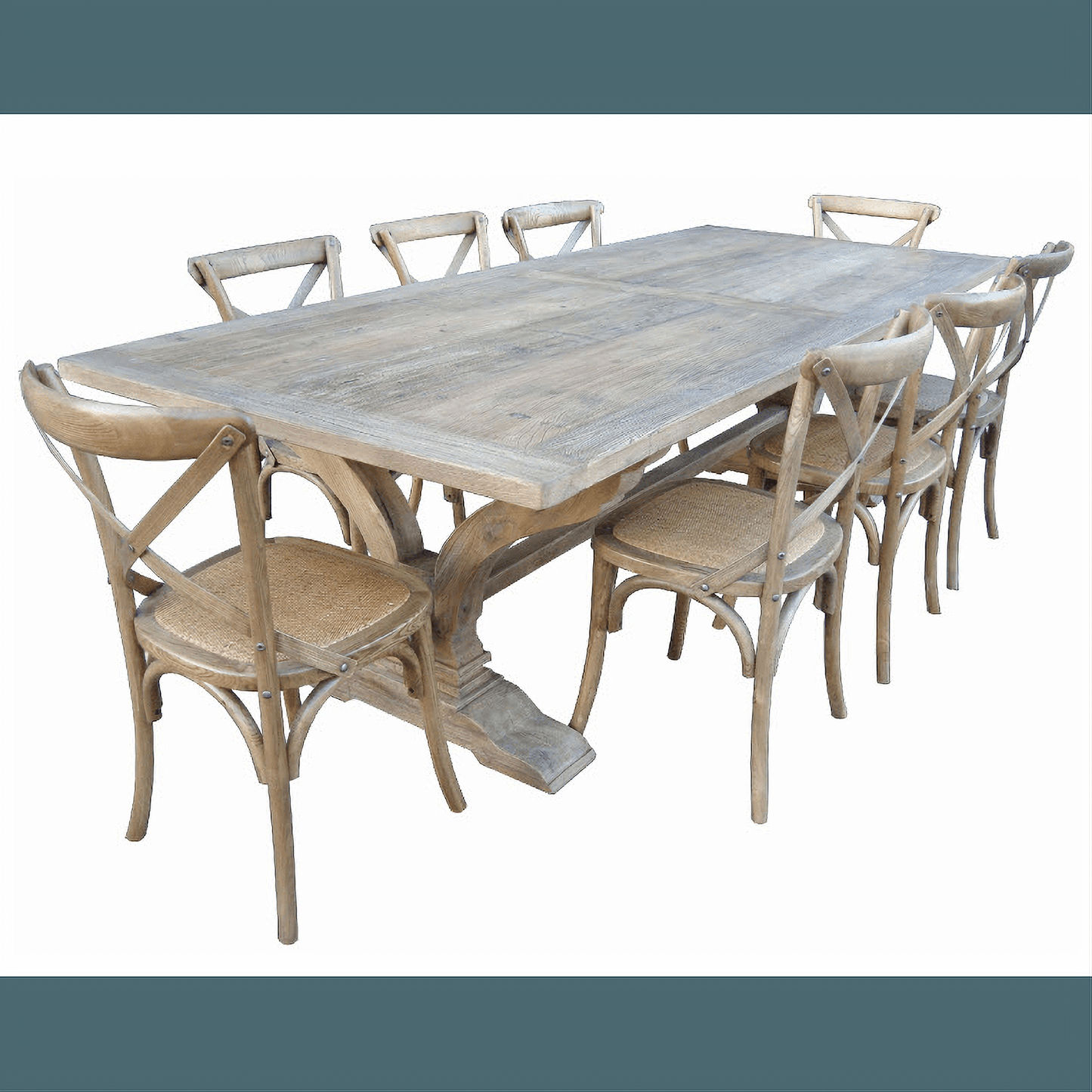 ANAIS FRENCH PROVINCIAL DINING TABLE RECYCLED TIMBER HARDWOOD 240CM RUSTIC - MyChocolateWood