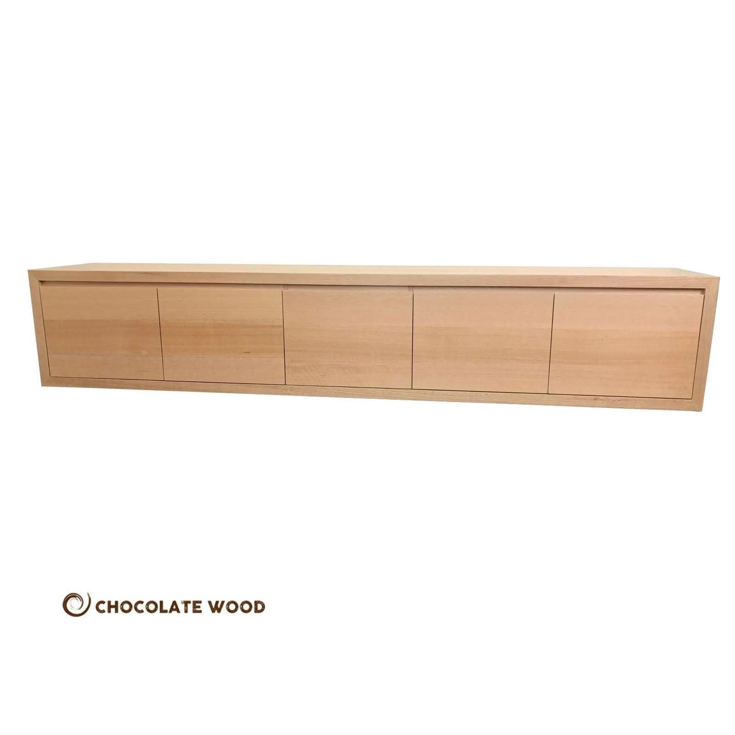 ANGEL SOLID WALL MOUNTED TASSIE OAK TV/ENTERTAINMENT UNIT WITH 5 DROP DOWN DOORS - MyChocolateWood