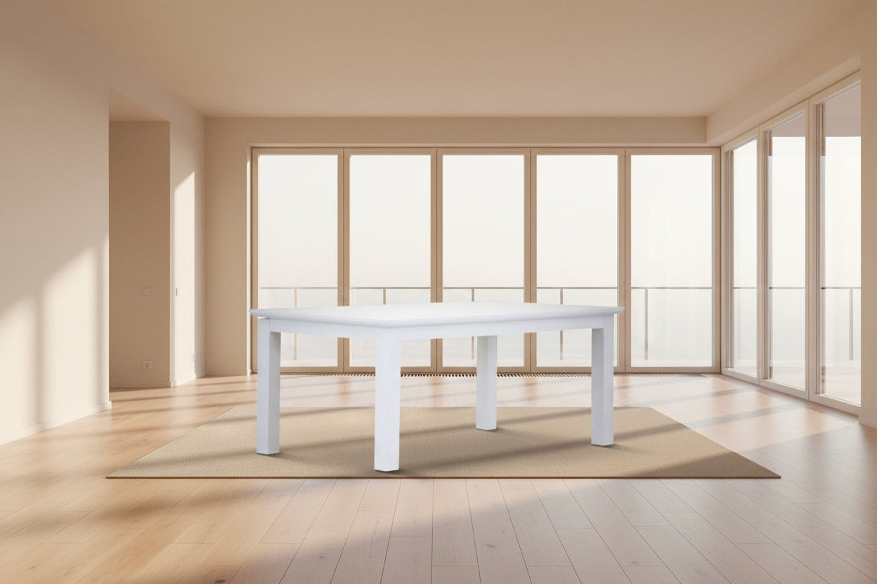 ANIKA SOLID ACACIA WOOD 180CM DINING TABLE IN VIVID WHITE - MyChocolateWood