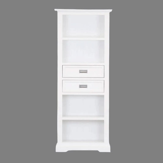 ANIKA SOLID ACACIA WOOD BOOKCASE IN VIVID WHITE  - MyChocolateWood