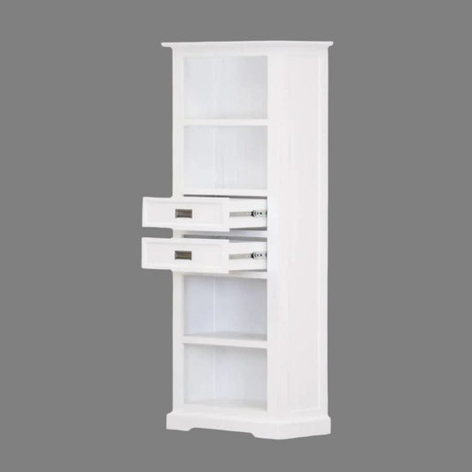 ANIKA SOLID ACACIA WOOD BOOKCASE IN VIVID WHITE - MyChocolateWood