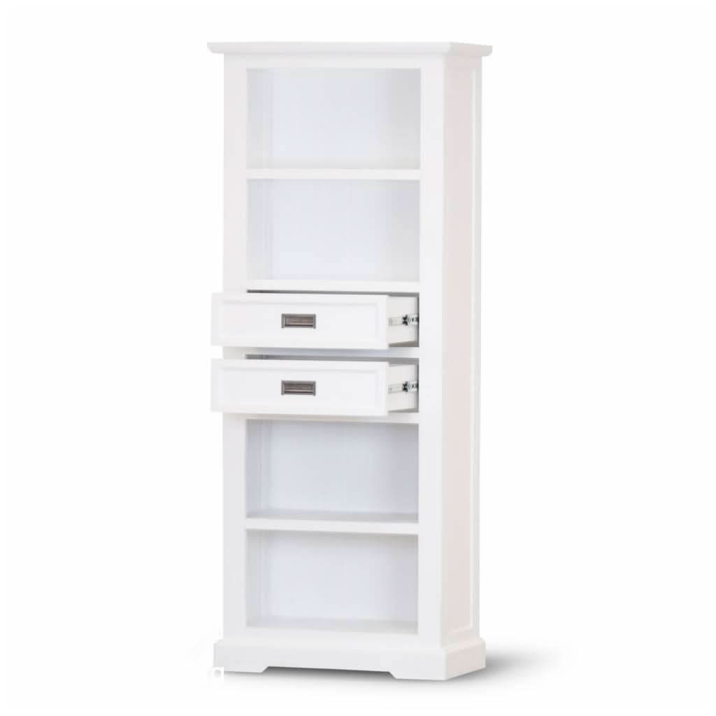 ANIKA SOLID ACACIA WOOD BOOKCASE IN VIVID WHITE  - MyChocolateWood