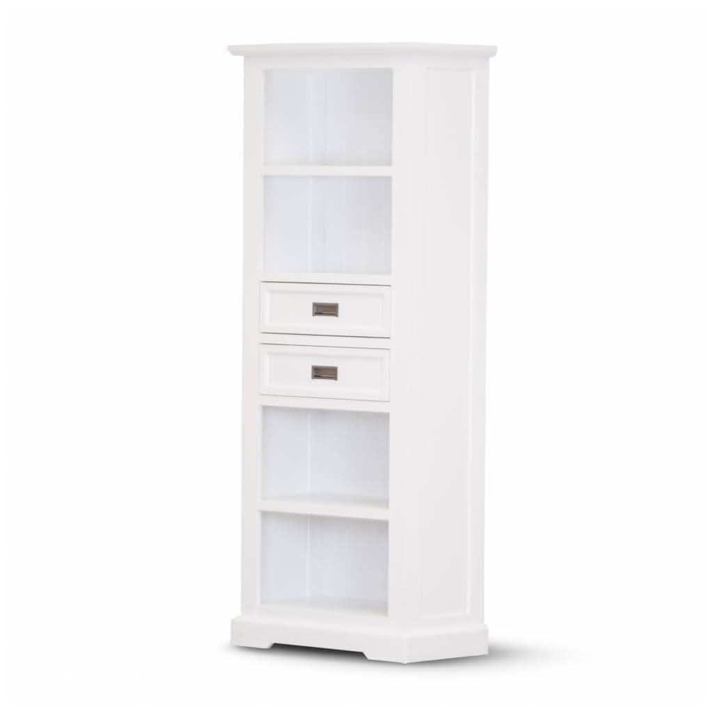 ANIKA SOLID ACACIA WOOD BOOKCASE IN VIVID WHITE  - MyChocolateWood