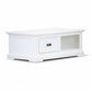ANIKA SOLID ACACIA WOOD COFFEE TABLE WITH 1 DRAWER & A SHELF IN VIVID WHITE - MyChocolateWood