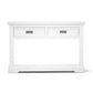 ANIKA SOLID ACACIA WOOD CONSOLE TABLE/HALL TABLE WITH 2 DRAWERS & A SHELF IN VIVID WHITE - MyChocolateWood