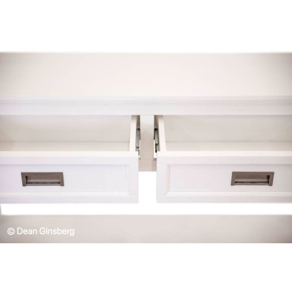 ANIKA SOLID ACACIA WOOD CONSOLE TABLE/HALL TABLE WITH 2 DRAWERS & A SHELF IN VIVID WHITE - MyChocolateWood