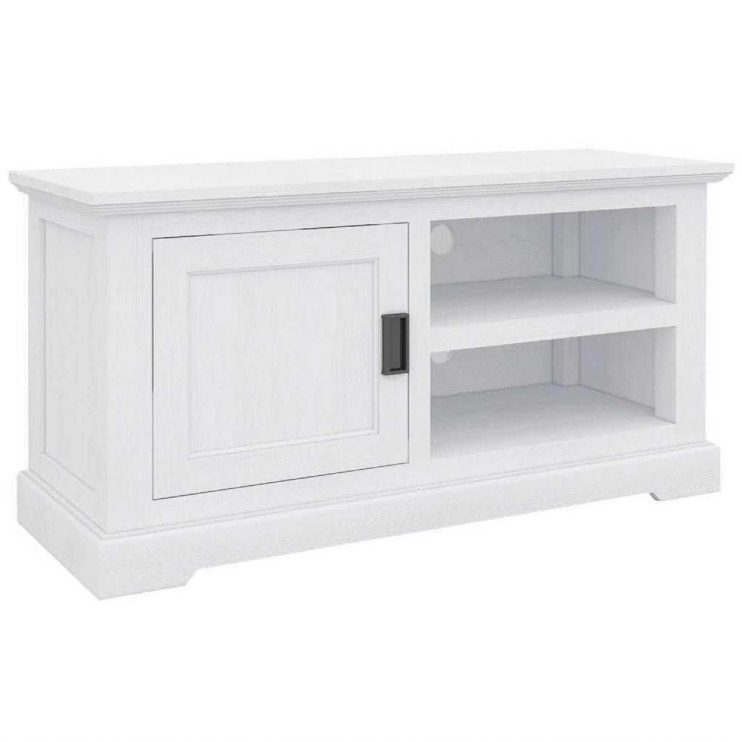 ANIKA SOLID ACACIA WOOD TV UNIT 1-DOOR 2 SHELVES IN VIVID WHITE