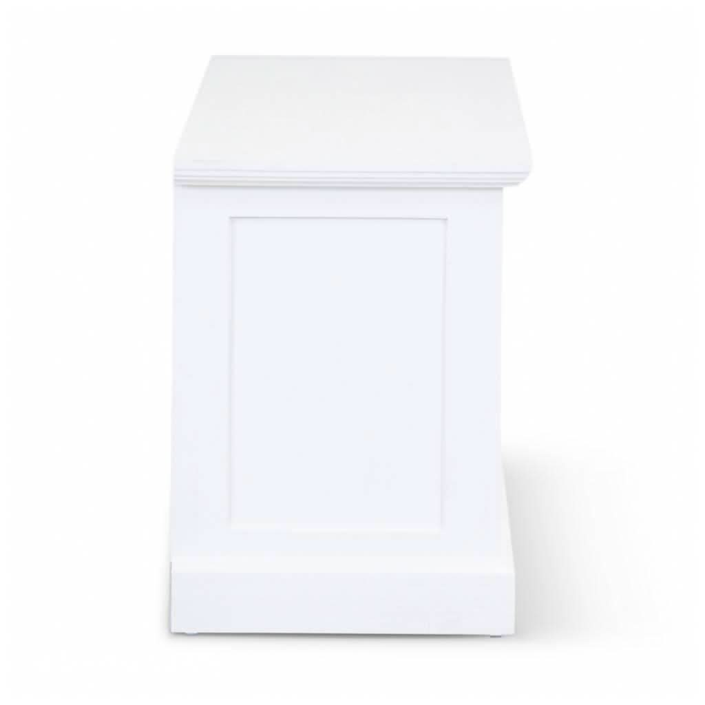 ANIKA SOLID ACACIA WOOD TV UNIT 2-DOORS 2 DRAWERS & 2 SHELVES IN VIVID WHITE - MyChocolateWood