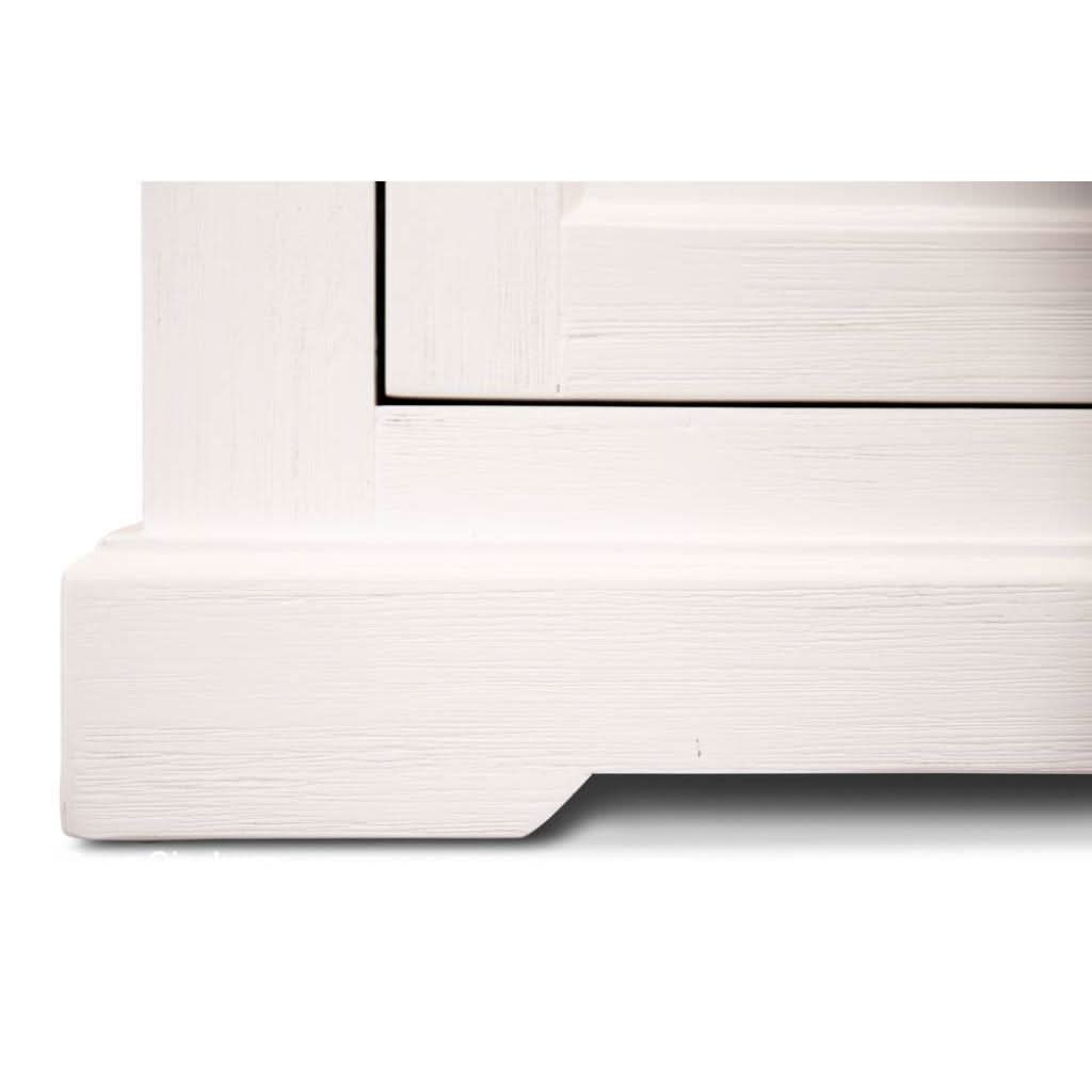 ANIKA SOLID ACACIA WOOD TV UNIT 2-DOORS 2 DRAWERS & 2 SHELVES IN VIVID WHITE - MyChocolateWood