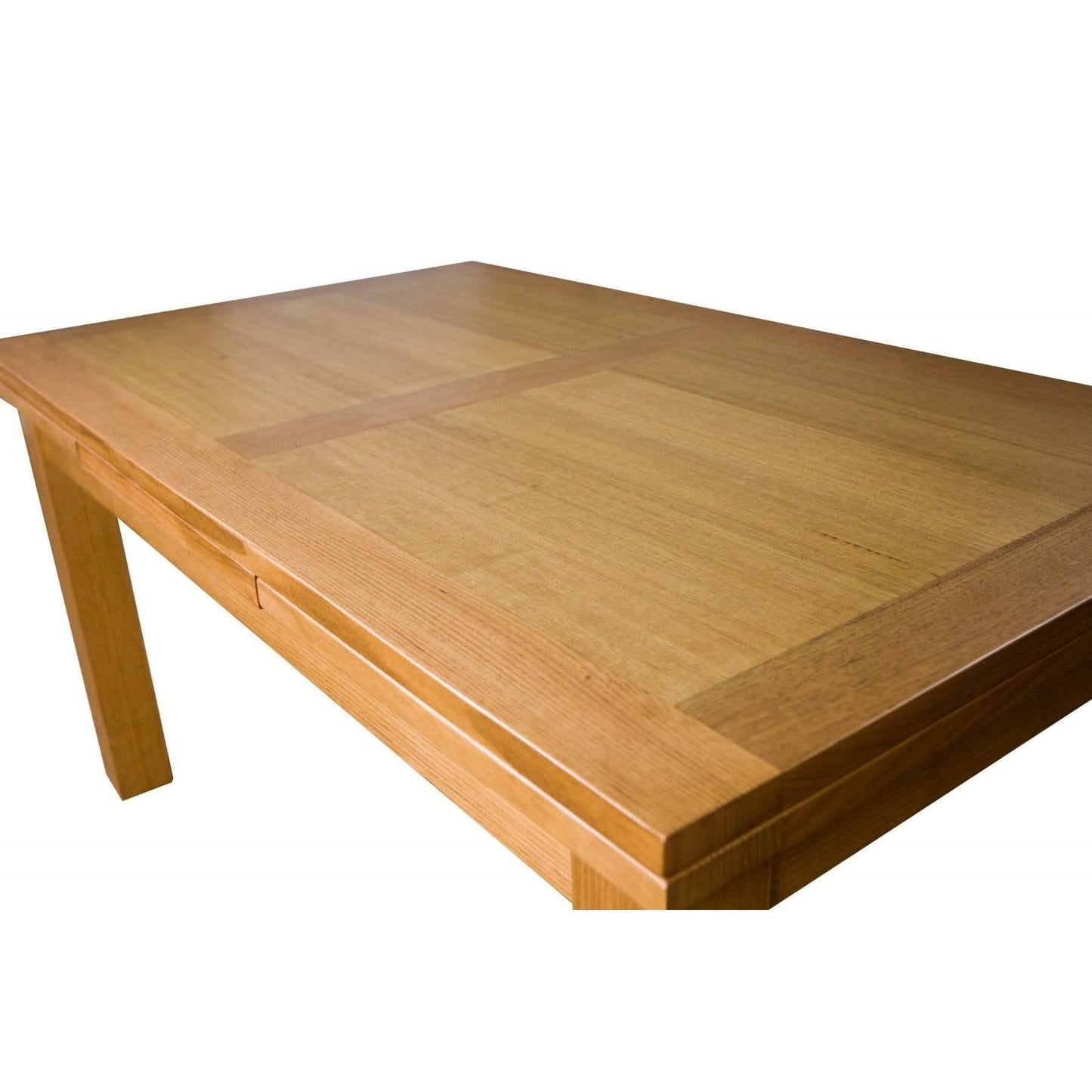 Anya Solid Tassie Oak Side Extension Dining Table in Wheat, 200 / 250 / 300cm - Chocolate Wood