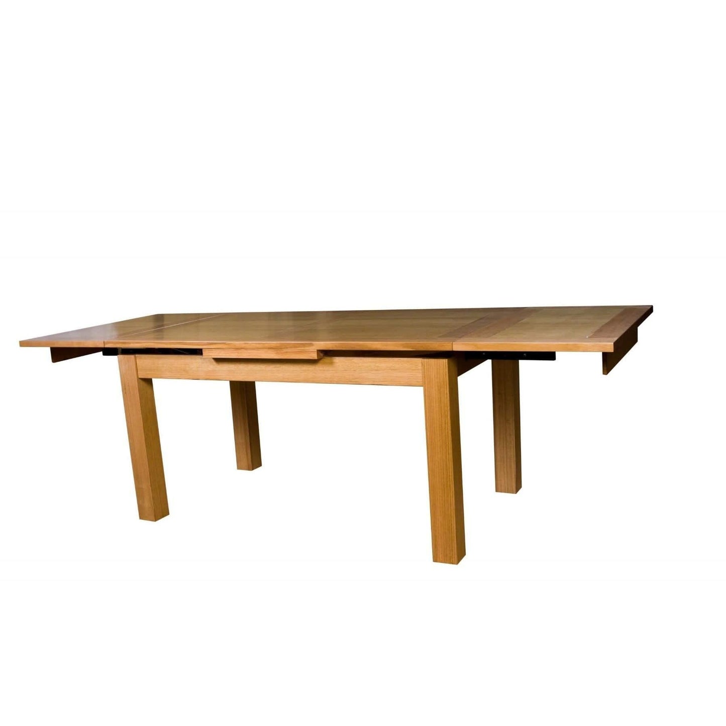 Anya Solid Tassie Oak Side Extension Dining Table in Wheat, 200 / 250 / 300cm - Chocolate Wood