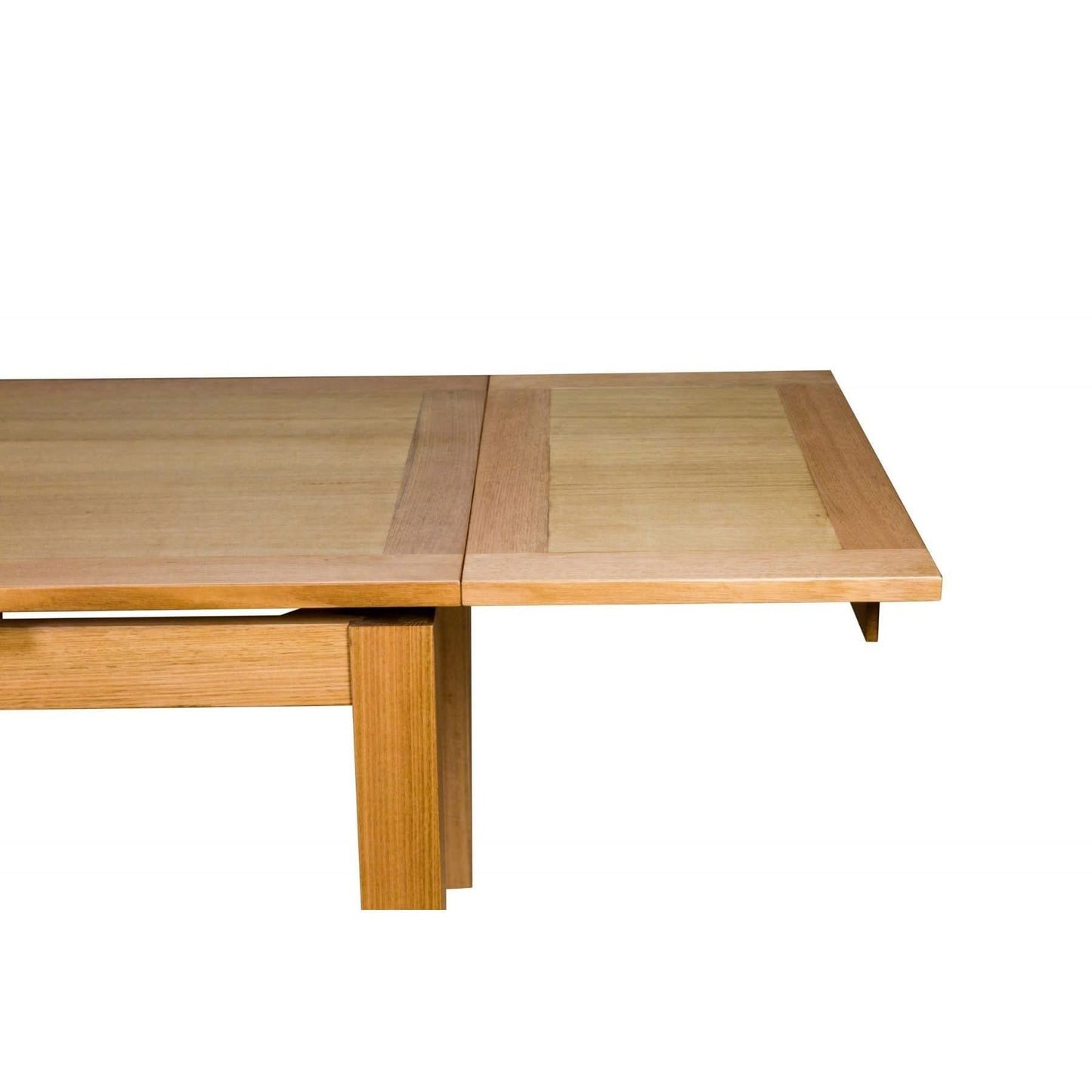 Anya Solid Tassie Oak Side Extension Dining Table in Wheat, 200 / 250 / 300cm - Chocolate Wood