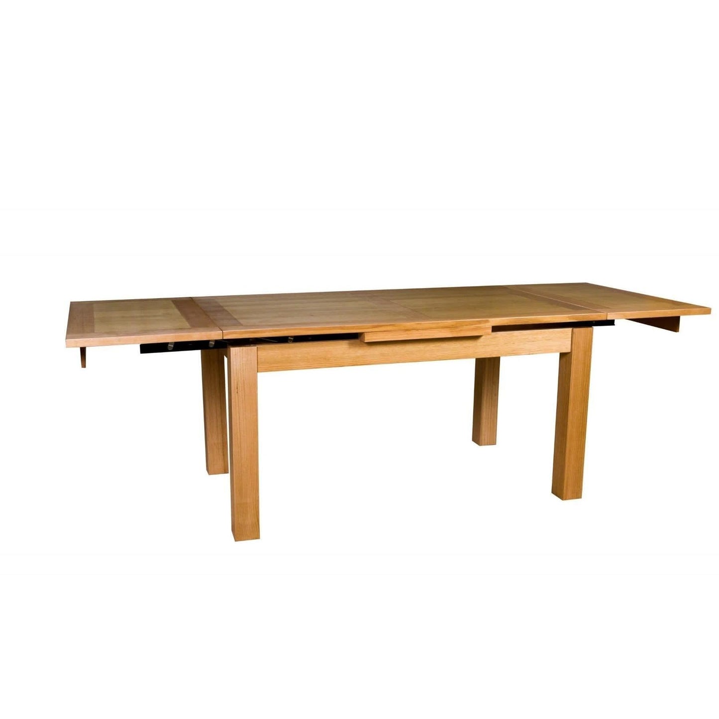 Anya Solid Tassie Oak Side Extension Dining Table in Wheat, 200 / 250 / 300cm - Chocolate Wood