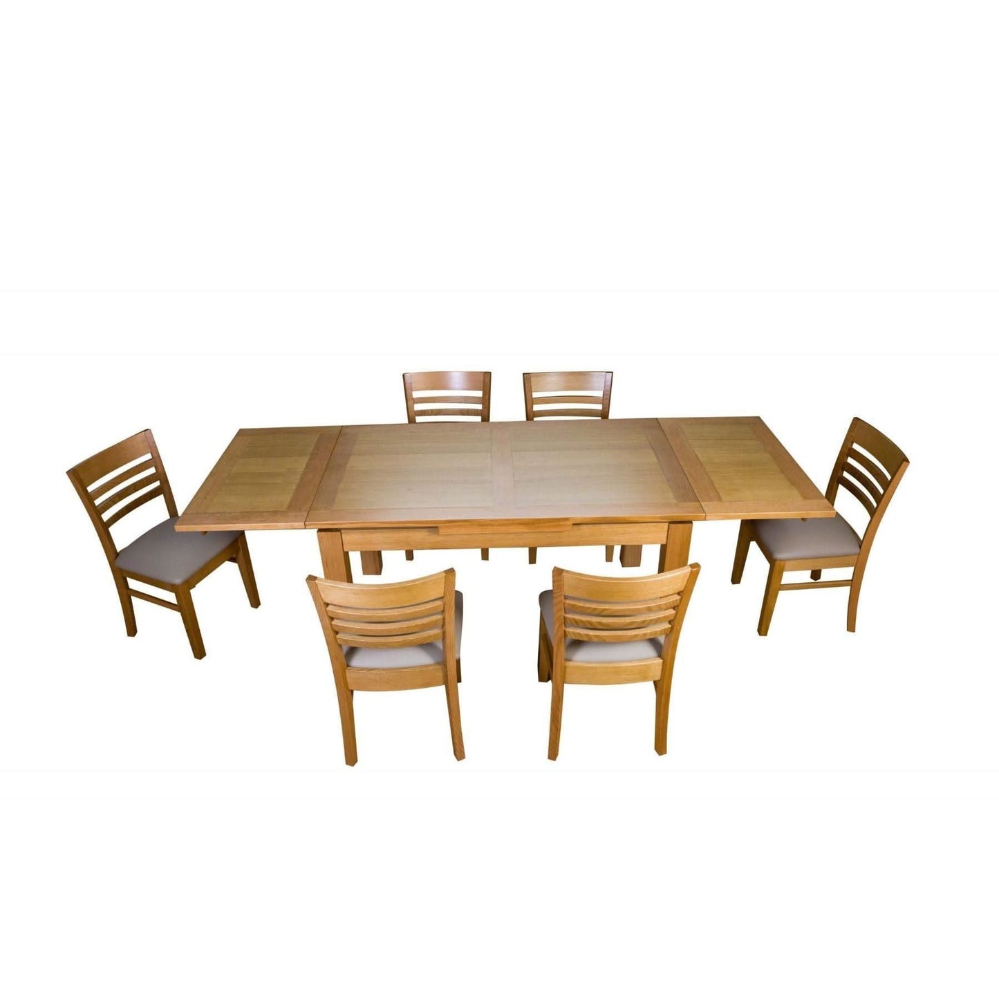 Anya Solid Tassie Oak Side Extension Dining Table in Wheat, 200 / 250 / 300cm - Chocolate Wood