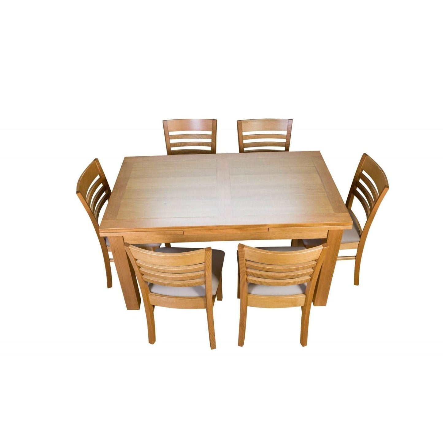 Anya Solid Tassie Oak Side Extension Dining Table in Wheat, 200 / 250 / 300cm - Chocolate Wood
