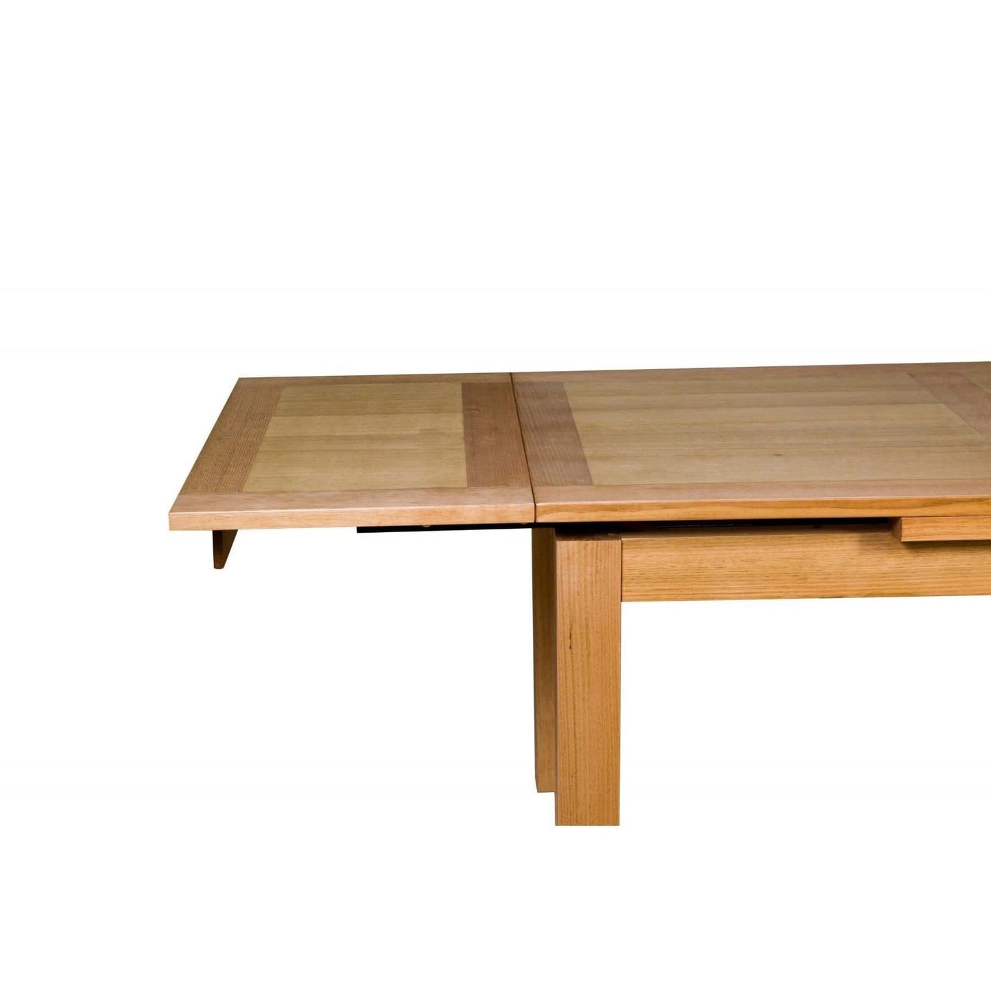 Anya Solid Tassie Oak Side Extension Dining Table in Wheat, 200 / 250 / 300cm - Chocolate Wood