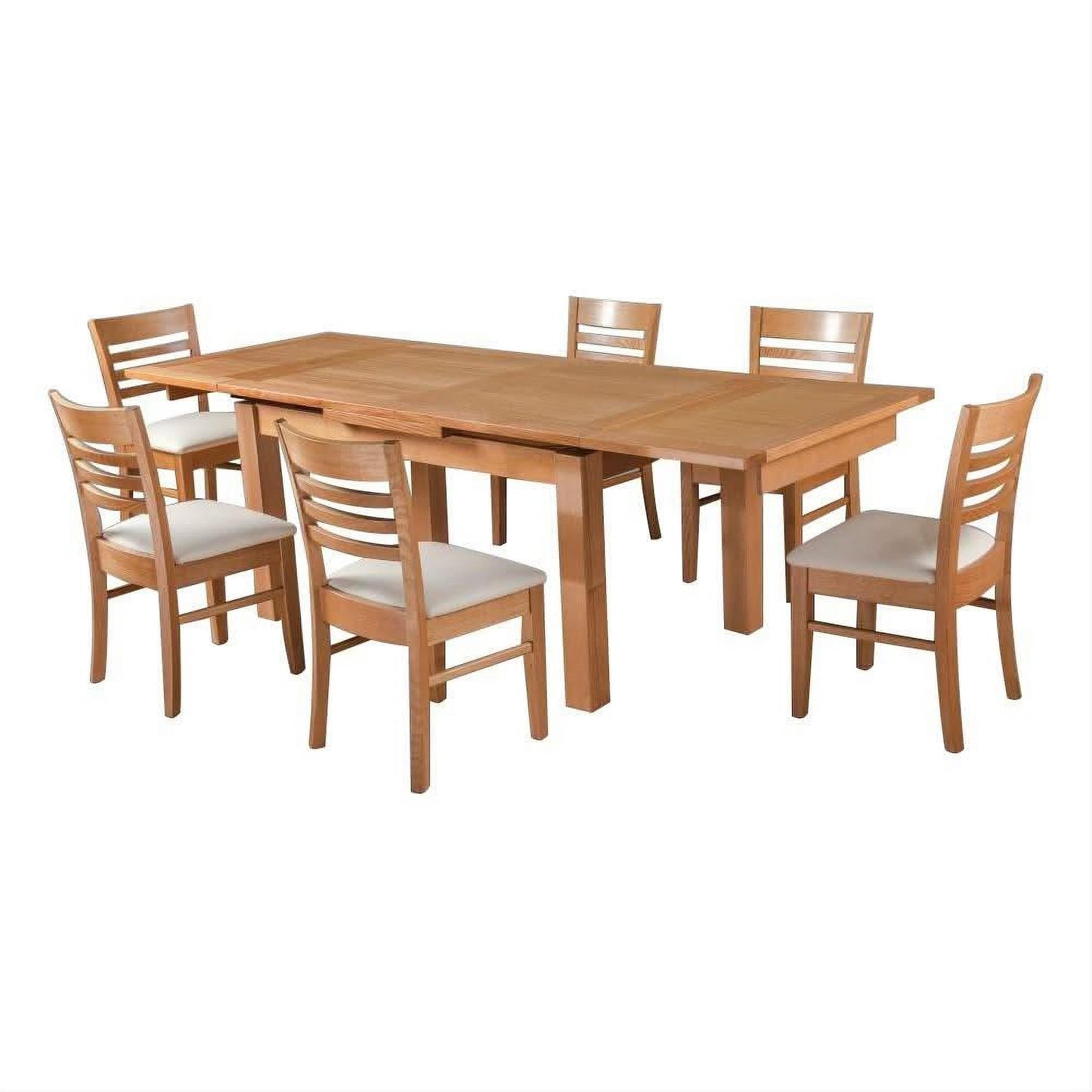 Anya Solid Tassie Oak Side Extension Dining Table in Wheat, 200 / 250 / 300cm - Chocolate Wood