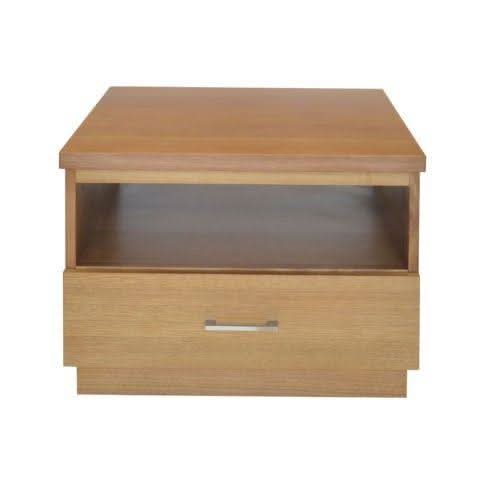 Anya Solid Tassie Oak 1 Drawer Lamp Table, Wheat - Chocolate Wood