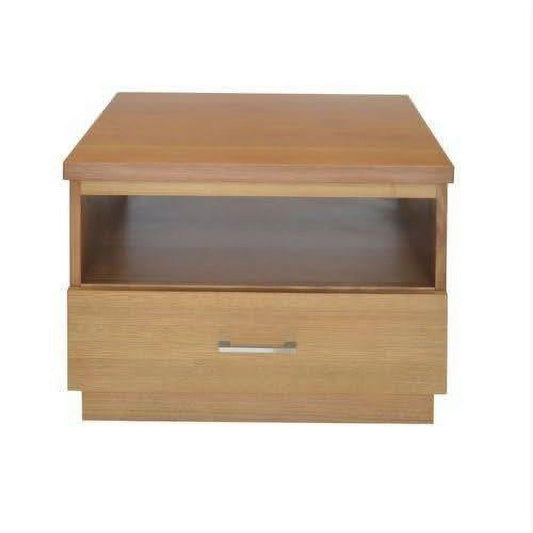 Anya Solid Tassie Oak 1 Drawer Lamp Table, Wheat - Chocolate Wood