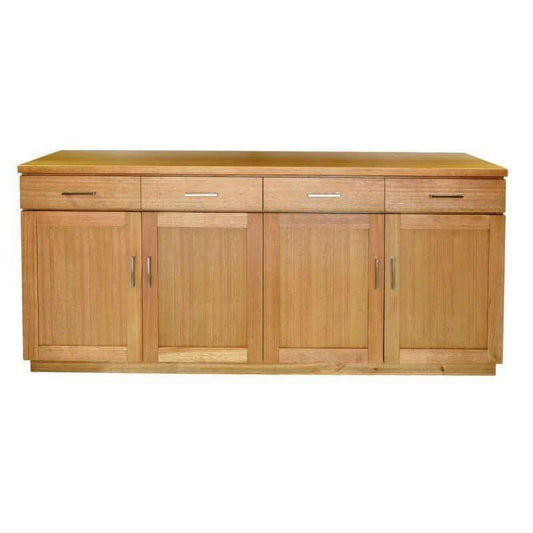 Anya Solid Tassie Oak Buffet Sideboard 4 Doors 4 Drawers, Wheat 180cm - Chocolate Wood