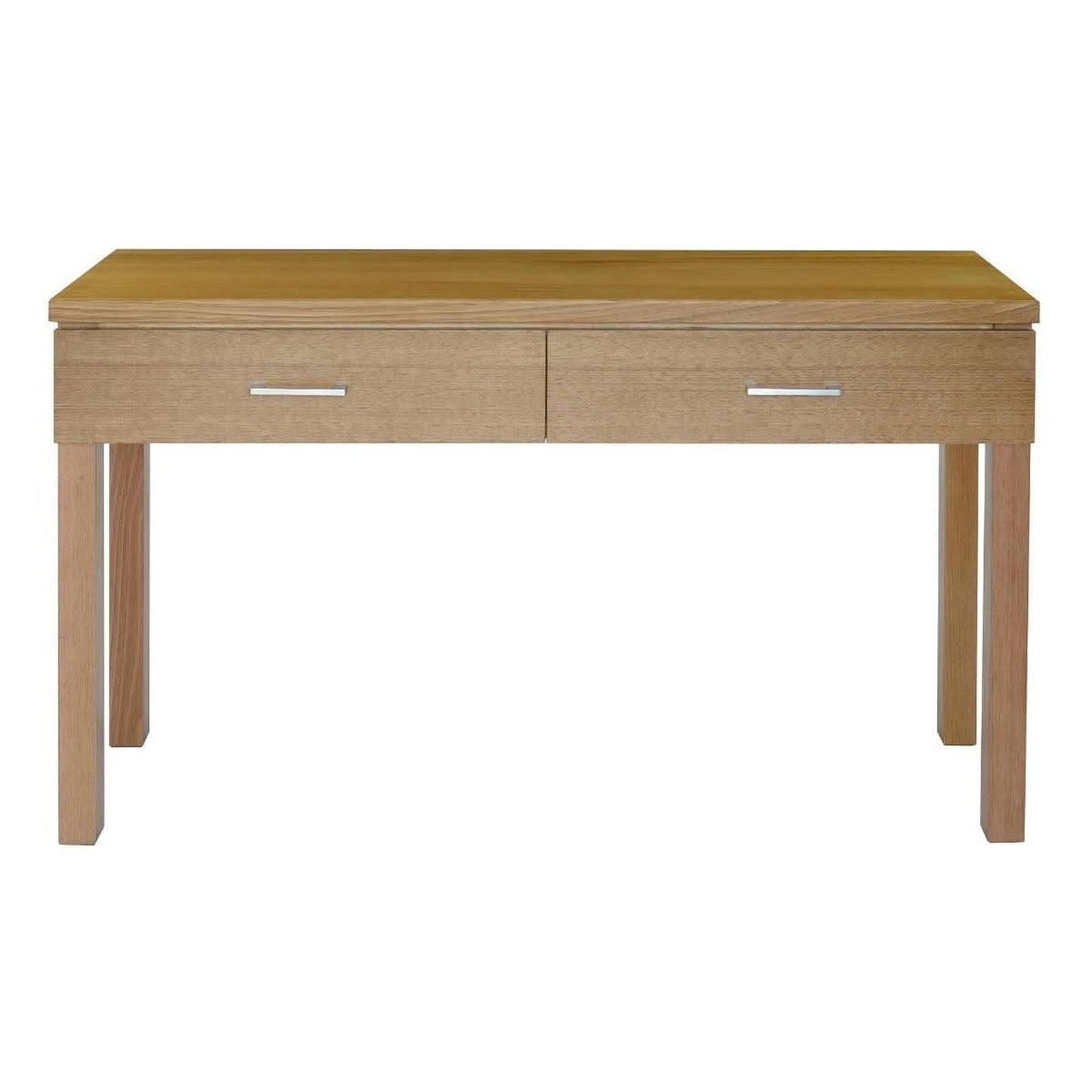 Anya Solid Tassie Oak Console Table 2 Drawers, Wheat 125cm - Chocolate Wood
