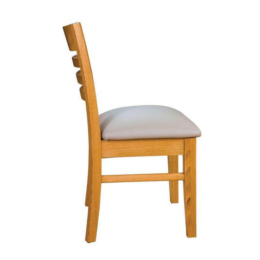 Anya Solid Tassie Oak Dining Chair, Wheat - Chocolate Wood
