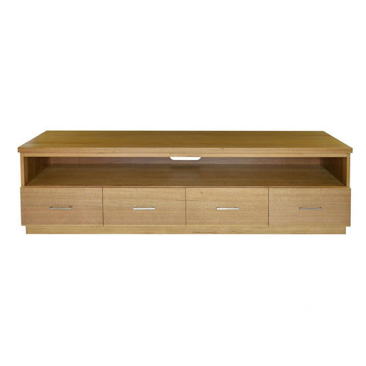 Anya Solid Tassie Oak TV / Entertainment Unit 4 Drawers, Wheat 180cm - Chocolate Wood