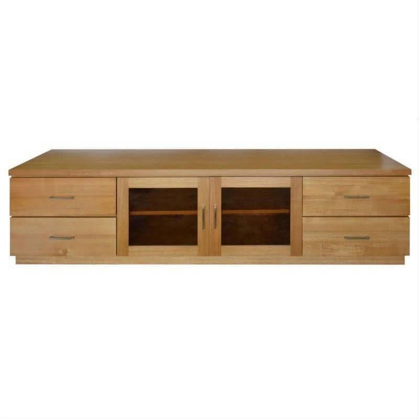 Anya Solid Tassie Oak TV Unit 2 Doors 4 Drawers, Wheat 200cm - Chocolate Wood