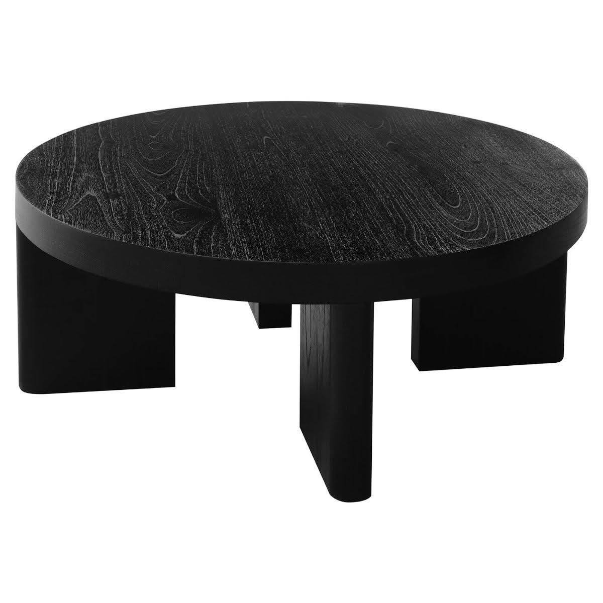 Apollo Solid Mindi Timber Round Coffee Table 90cm in Black - Chocolate Wood