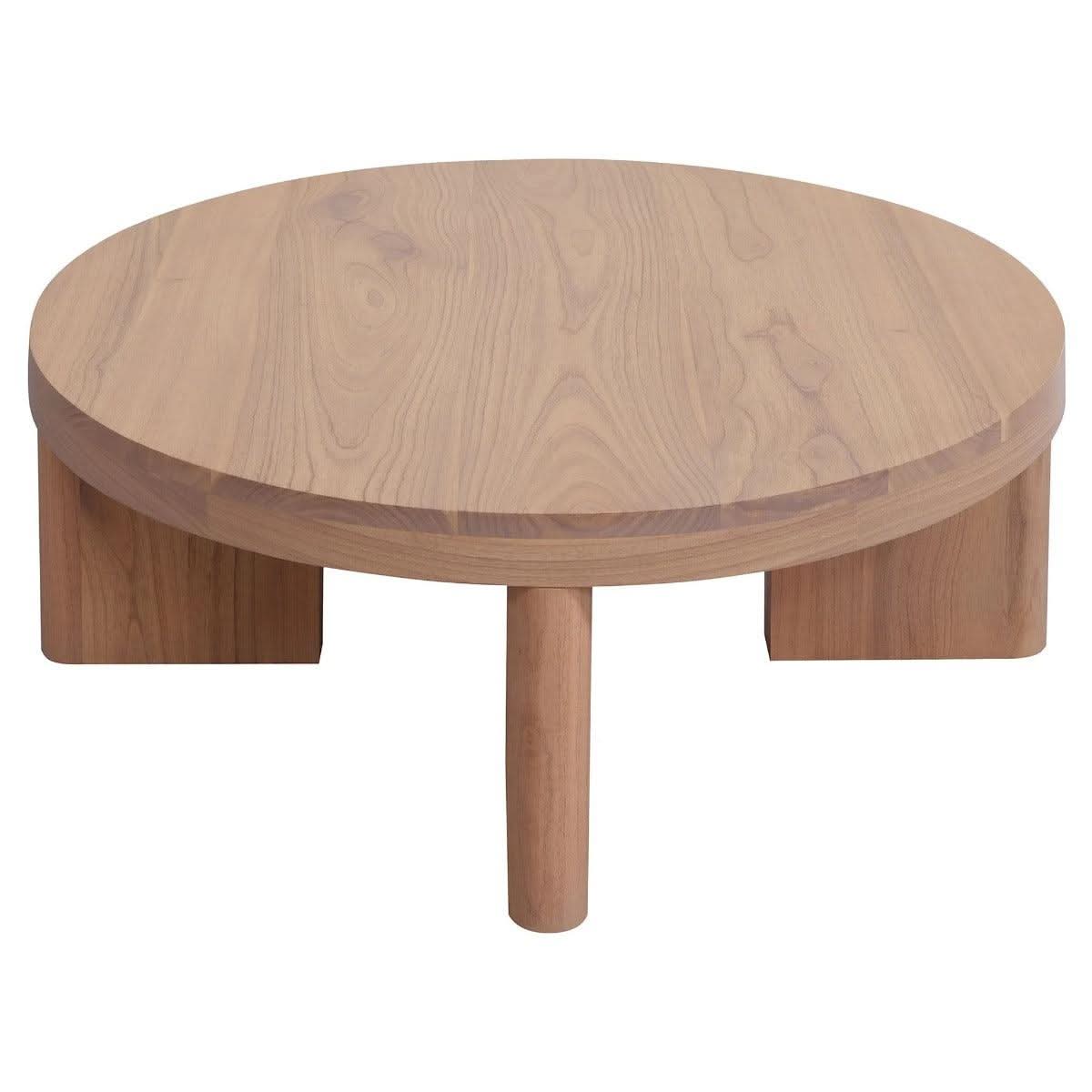 Apollo Solid Mindi Timber Round Coffee Table 90cm in Natural - Chocolate Wood