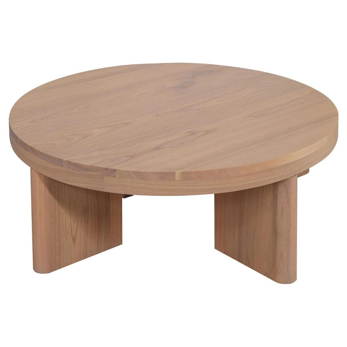 Apollo Solid Mindi Timber Round Coffee Table 90cm in Natural - Chocolate Wood