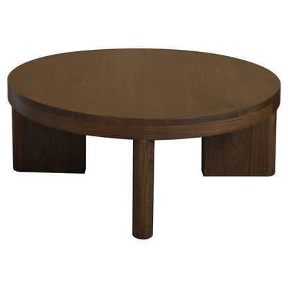 APOLLO SOLID MINDI WOOD ROUND COFFEE TABLE - WALNUT - MyChocolateWood