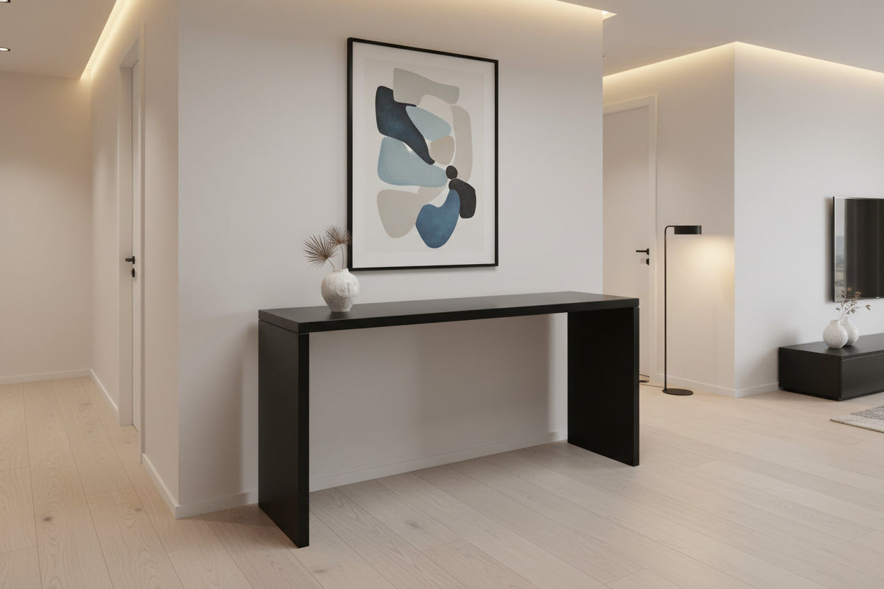 Apollo Solid Mindi Timber Console Table / Hall Table 150cm in Black - Chocolate Wood