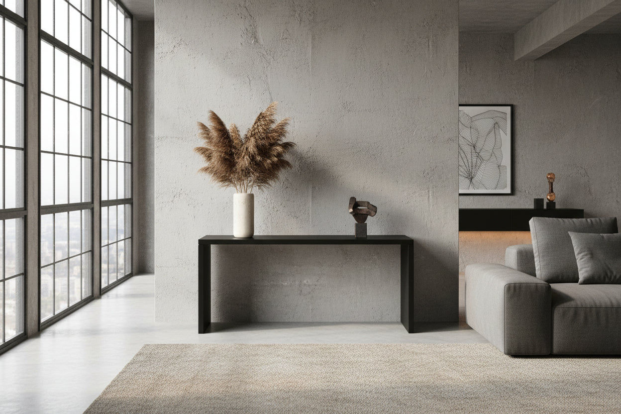 Apollo Solid Mindi Timber Console Table / Hall Table 150cm in Black - Chocolate Wood