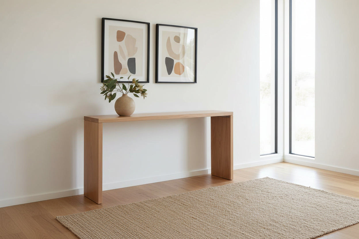 Apollo Solid Mindi Timber Console Table / Hall Table 150cm in Natural - Chocolate Wood
