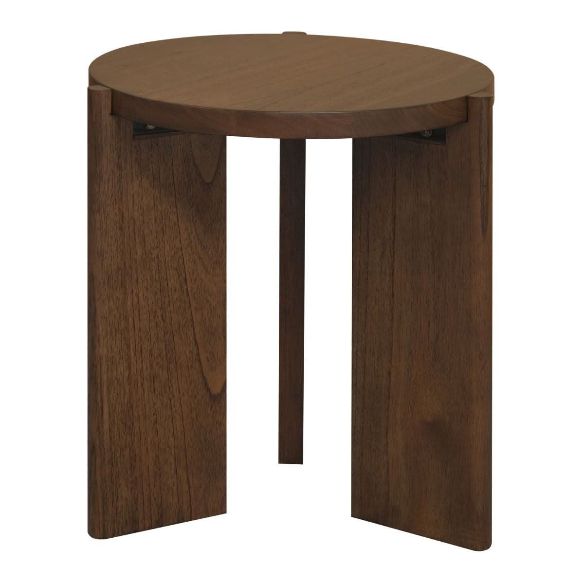 Apollo Solid Mindi Timber Round Side Table in Walnut - Chocolate Wood