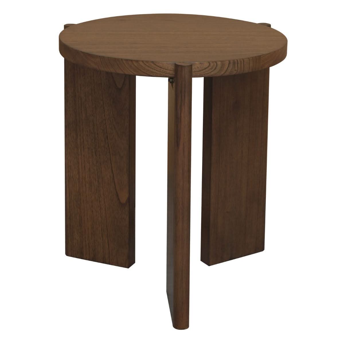 Apollo Solid Mindi Timber Round Side Table in Walnut - Chocolate Wood