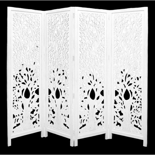ASHE DECORATIVE MANGO WOOD SCREEN/ROOM DIVIDER ANTIQUE WHITE
